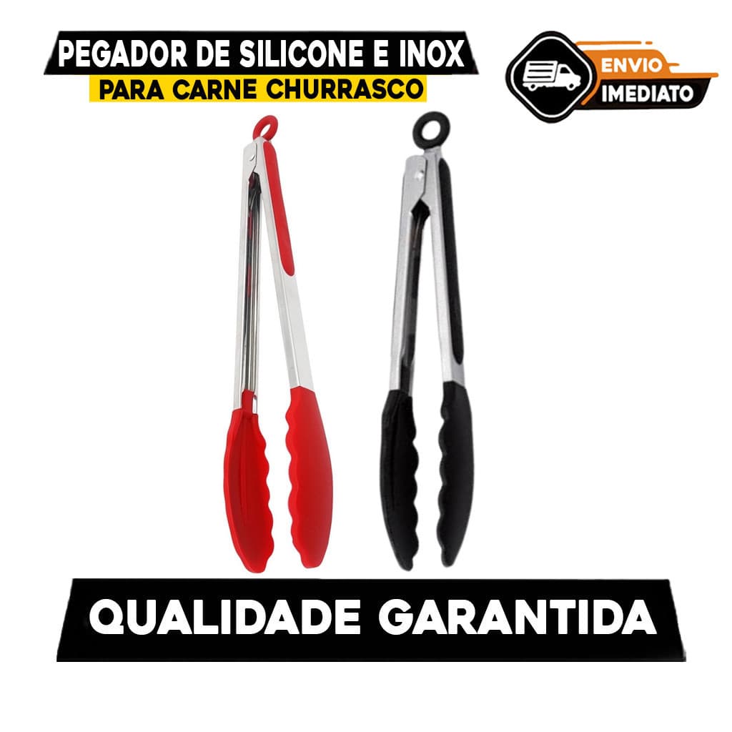 Pegador De Silicone e Inox Para Carne Churrasco Salada Cozinha LEVE JA