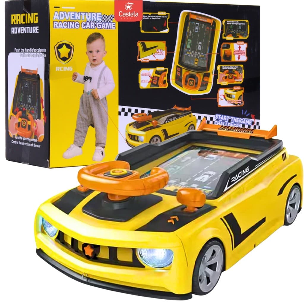 Carrinho Simulador De Direção Amarelo C/ Som E Luz Castela