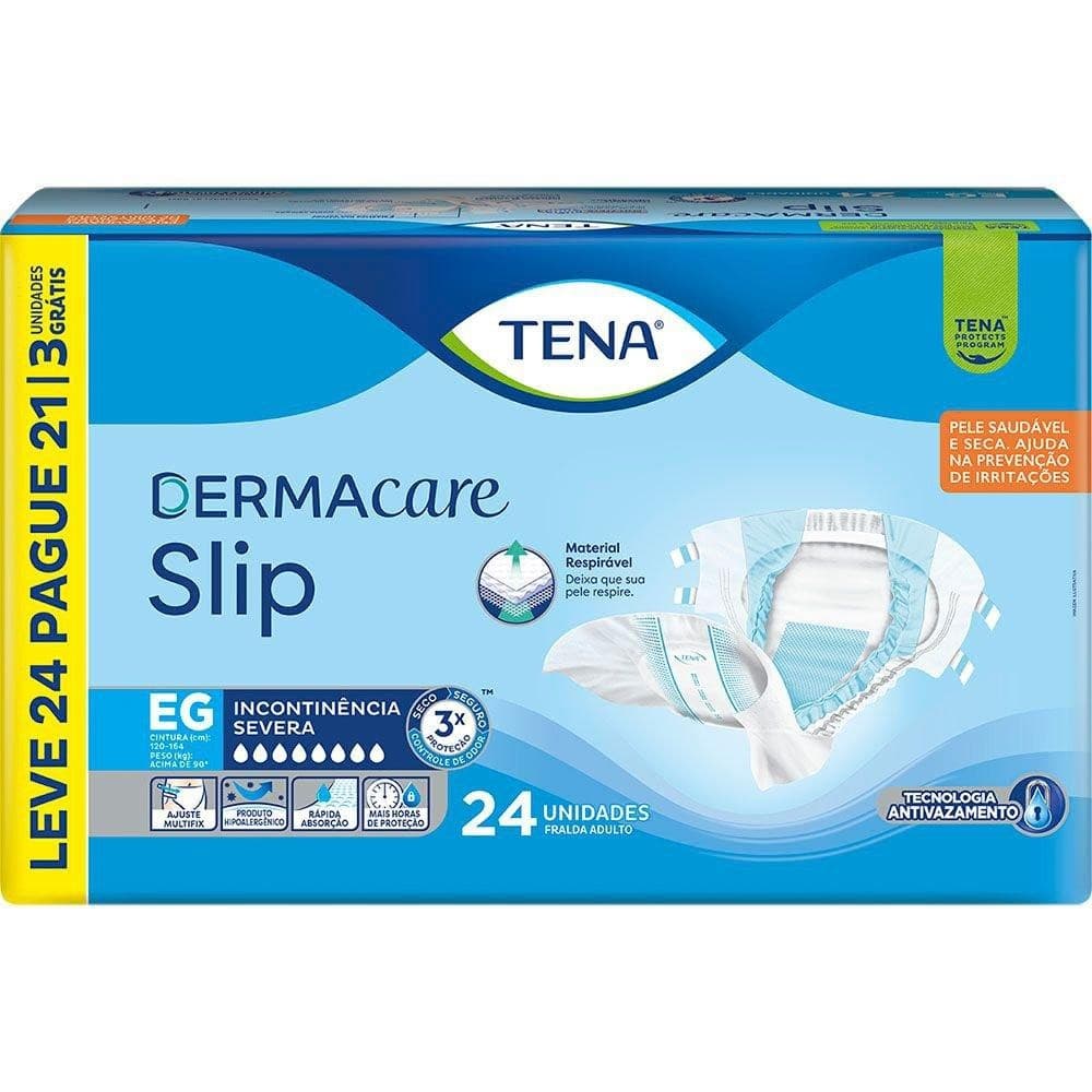 Fralda Geriátrica Tena Slip Dermacare EG Leve 24 Pague 21 unidades