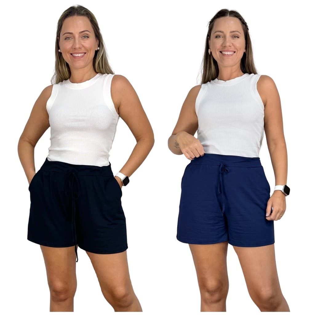 Kit 2 Shorts Gestante Viscolycra Premium Soltinho Bolso Cintura Alta Confortável Gravida Pós Parto