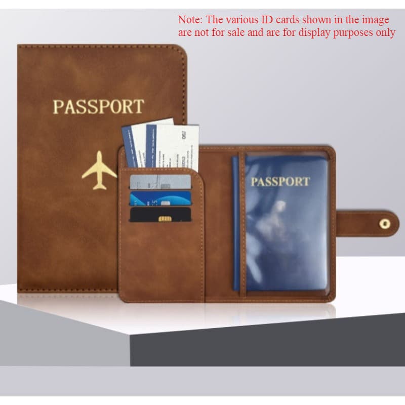Porta-Passaporte De Couro PU Com Fivela De Aeronave Vários Slots Para Cartões Conjunto De Capa Protetora Documentos