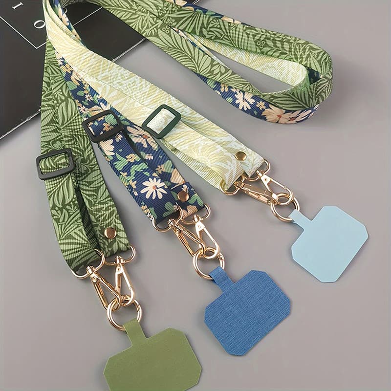 Folhas De Plantas Pintadas Crossbody Cordão De Telefone Celular Ajustável Pescoço Pendurado Corda Anti-Perdido Universal