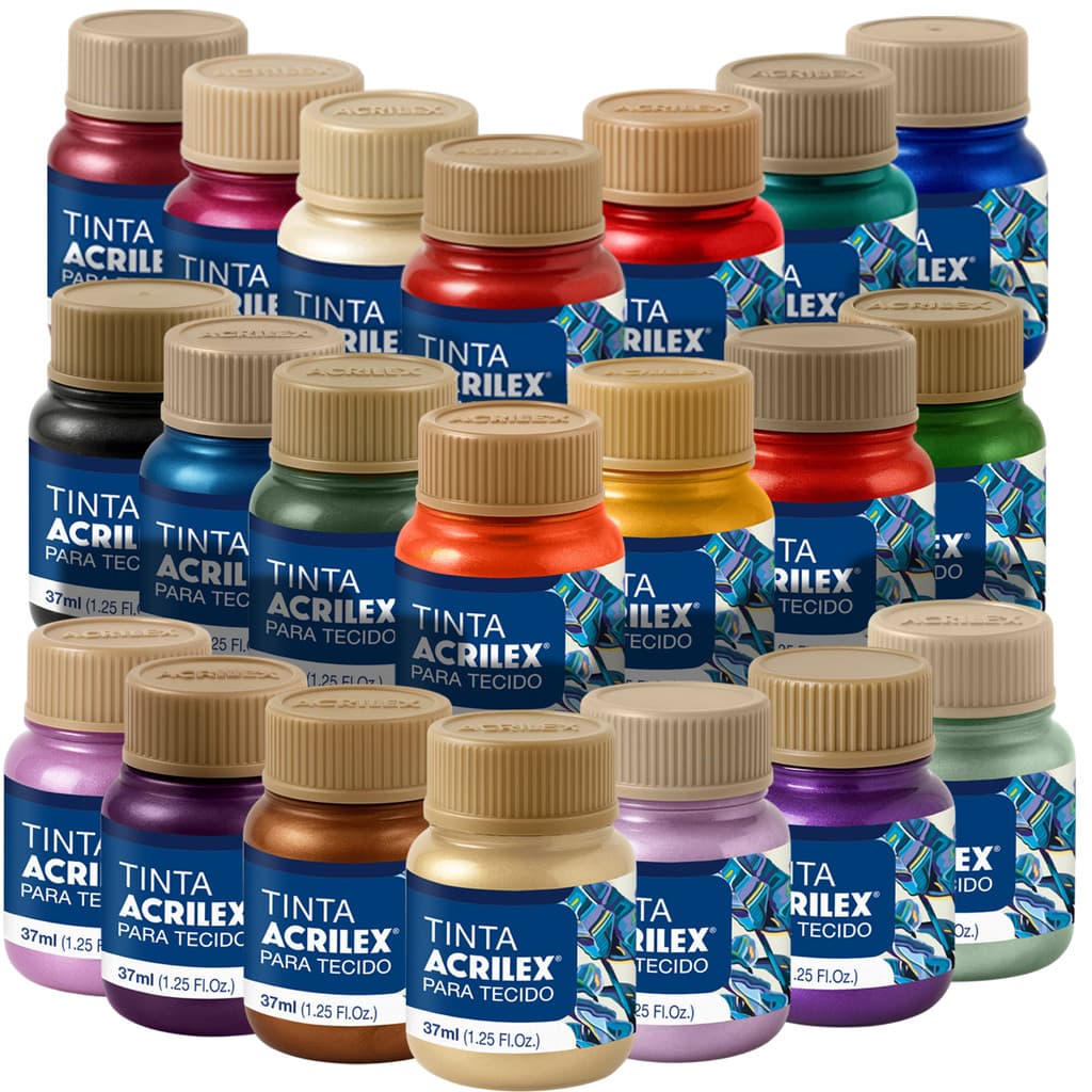 Tinta Para Tecido Metálica 37ml Acrilex – Pintura Em Algodão, Artesanato e Biscuit
