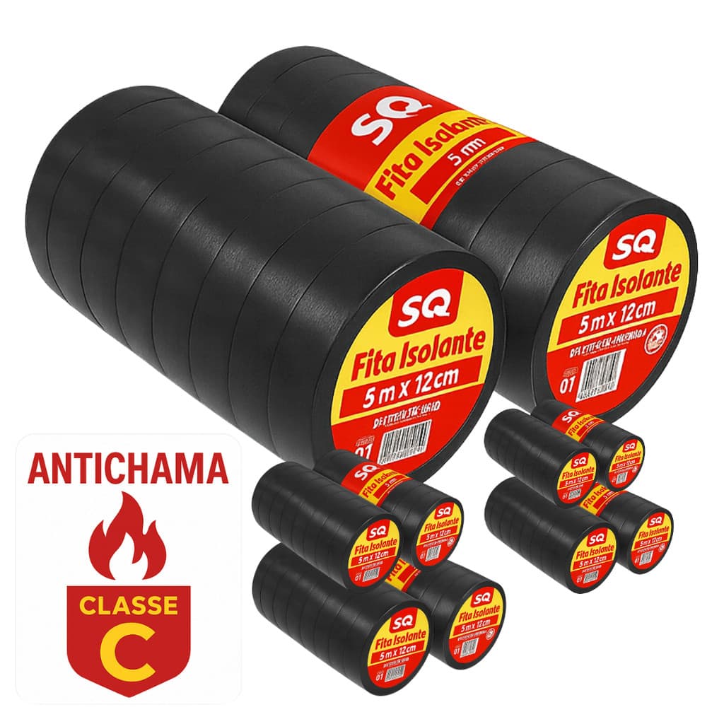 Kit 10 / 7 / 5 Fita Isolante Antichamas 5 Metros 10 Unidades