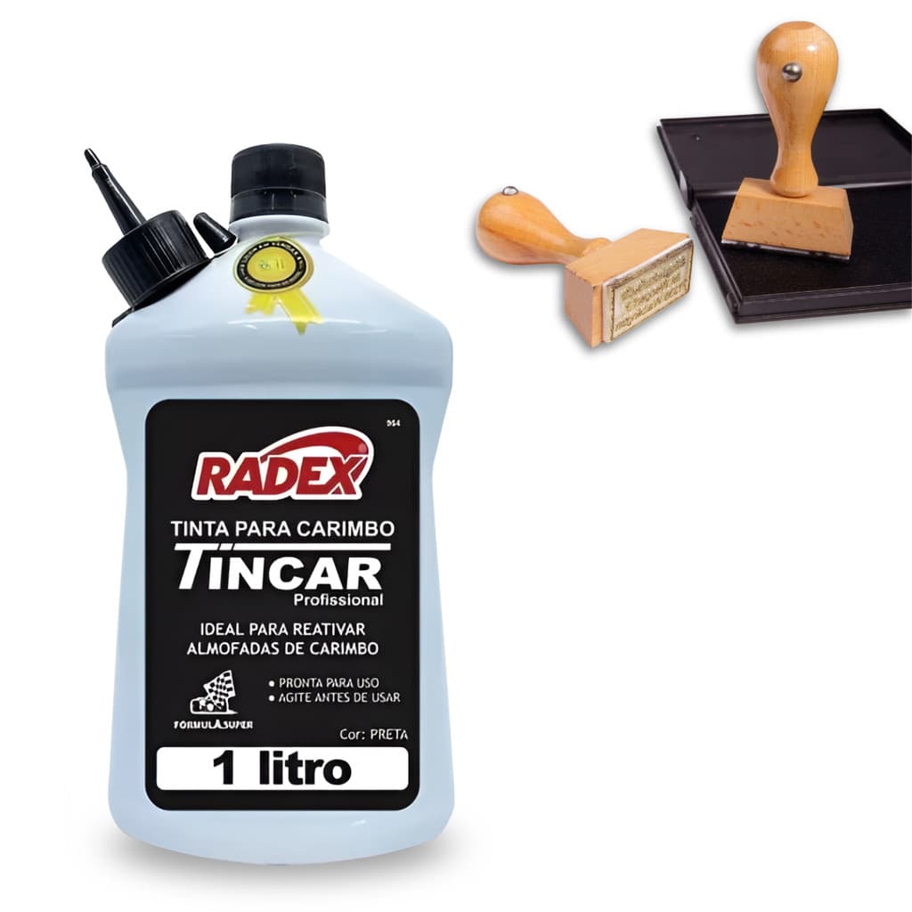 Tinta Para Carimbo 1 Litro Preto Radex Alto Rendimento Refil Para Almofada De Carimbo