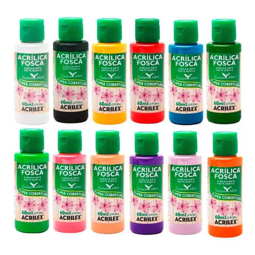 Tinta Acrilex Acrilica Fosca Nature Colors Kit 12 Cores 60ml