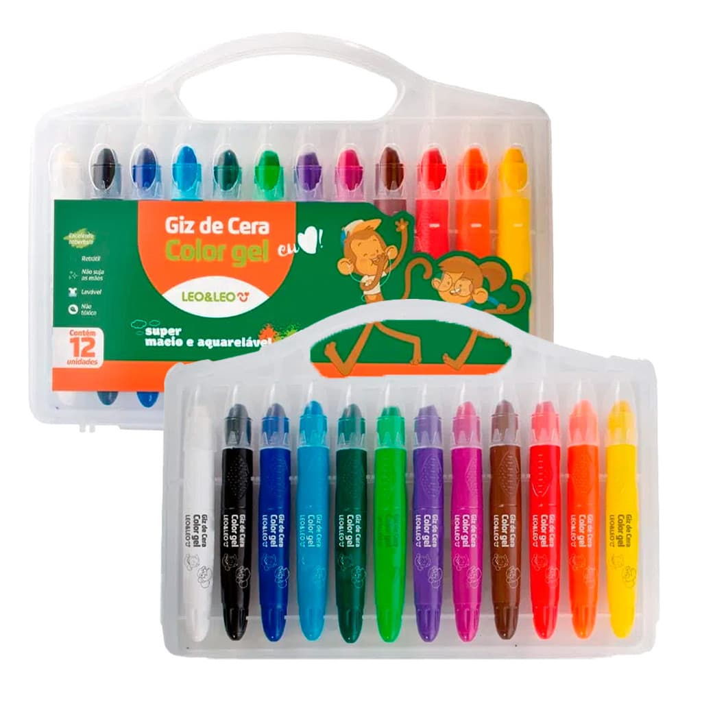 Maleta Giz De Cera Color Gel Retrátil Aquarelável 12 Cores Proprio Para Biblia