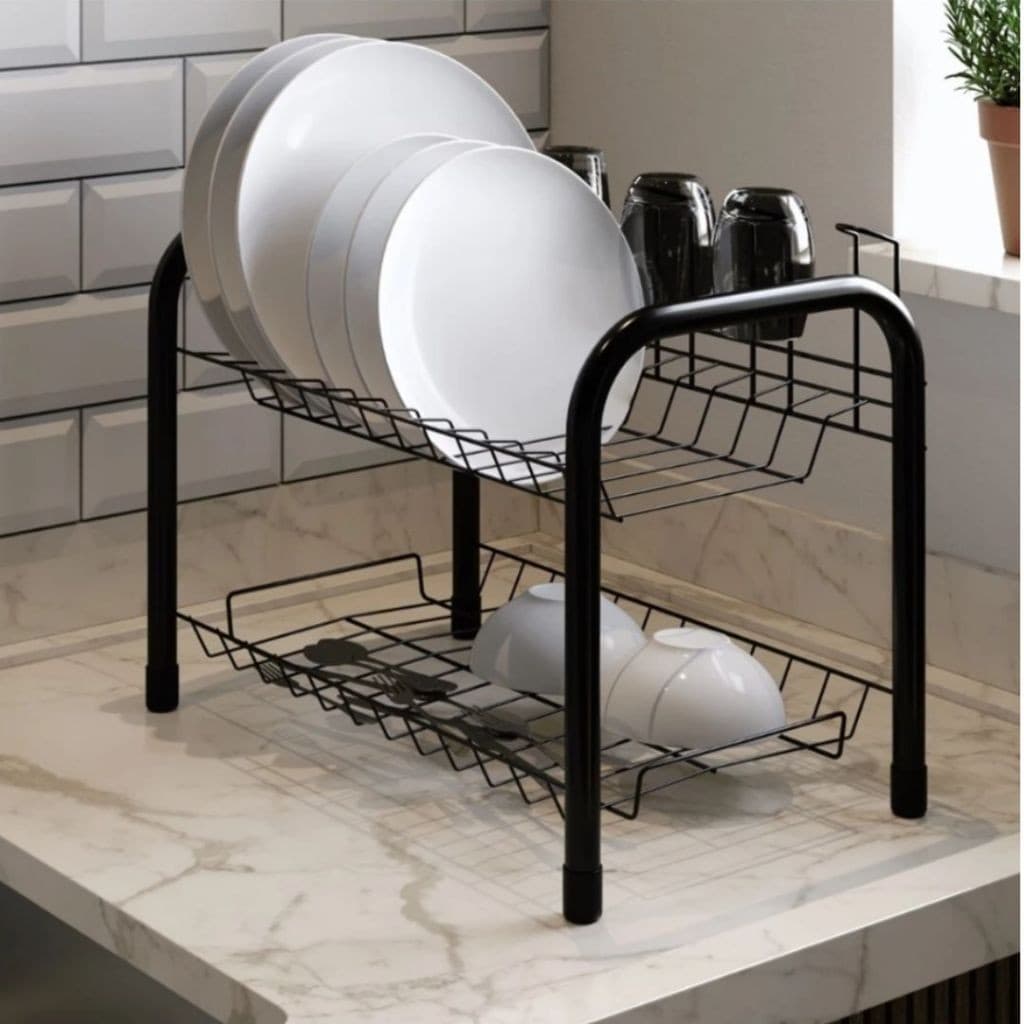 Escorredor de Louças c/ Porta Copos 13 Pratos 6 Copos Espaçoso Aço Linha Luxo Resistente