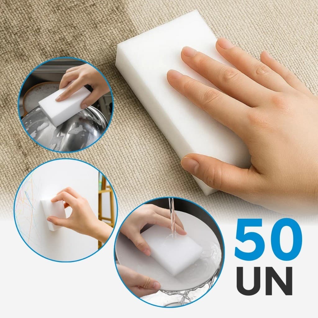 Esponjas Mágica Melamina 50un Multiuso Tira Manchas Limpa Tênis