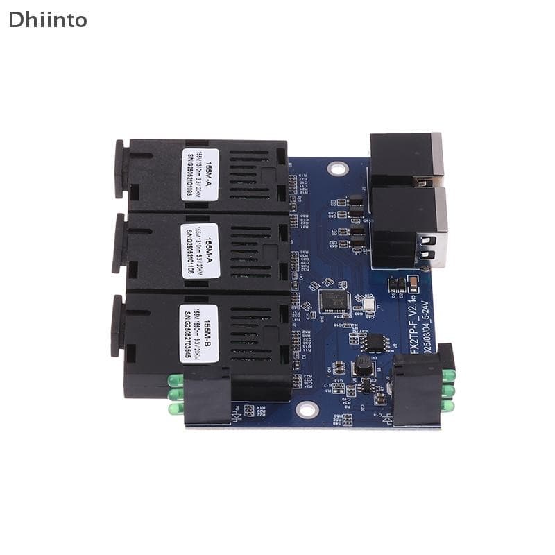 [Dhiint] Conversor Ethernet Rápido 3F2E De Mídia Óptica De Fibra De 20 Km Modo Único 2 RJ45 3 Portas Para