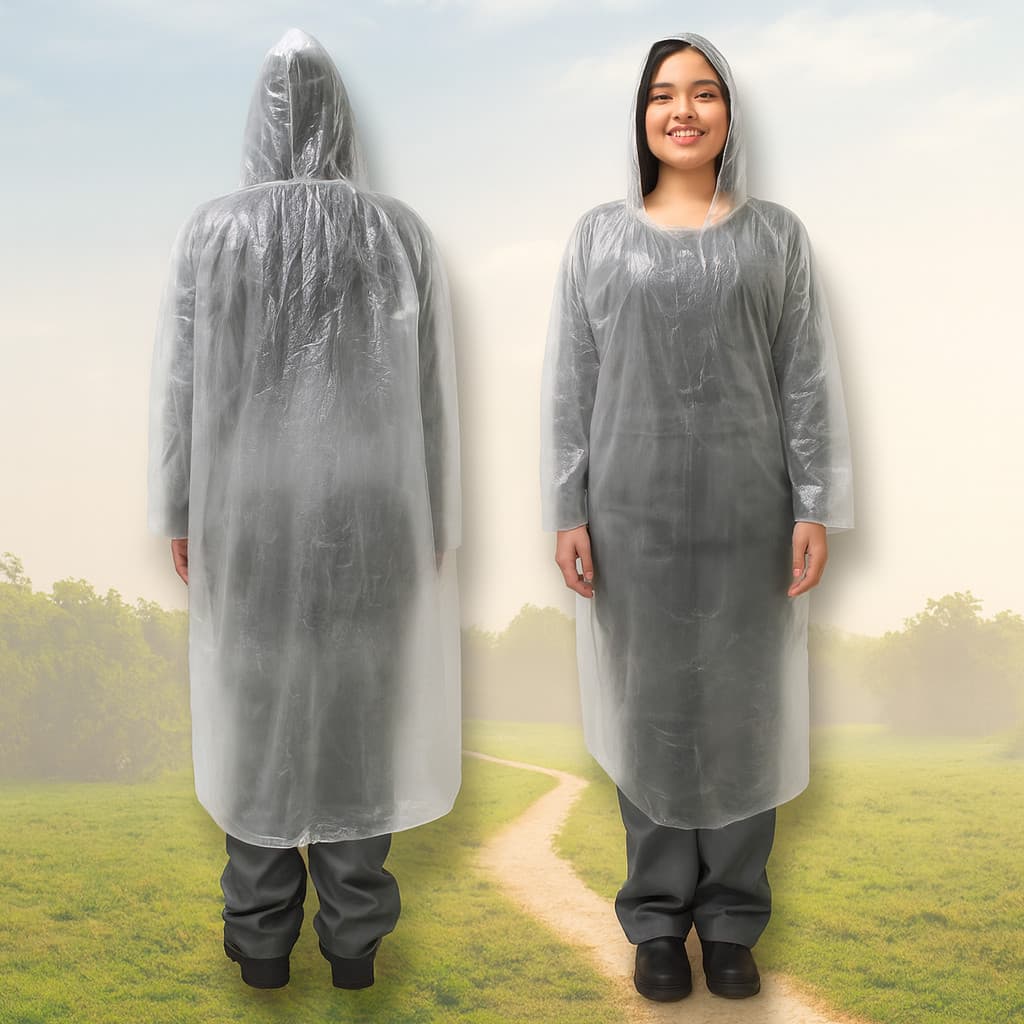 Capa De Chuva Transparente Com Capuz Plástico Adulto Unissex Descartável Proteção Festas Eventos