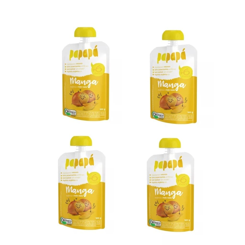 Kit 4 Papinha Org Manga Papapá Squeeze 100g
