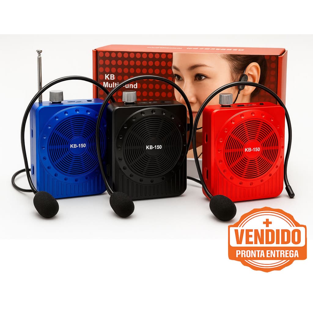 Megafone Amplificador Portátil Profissional Com Microfone De Cabeça Função Gravação Radio FM