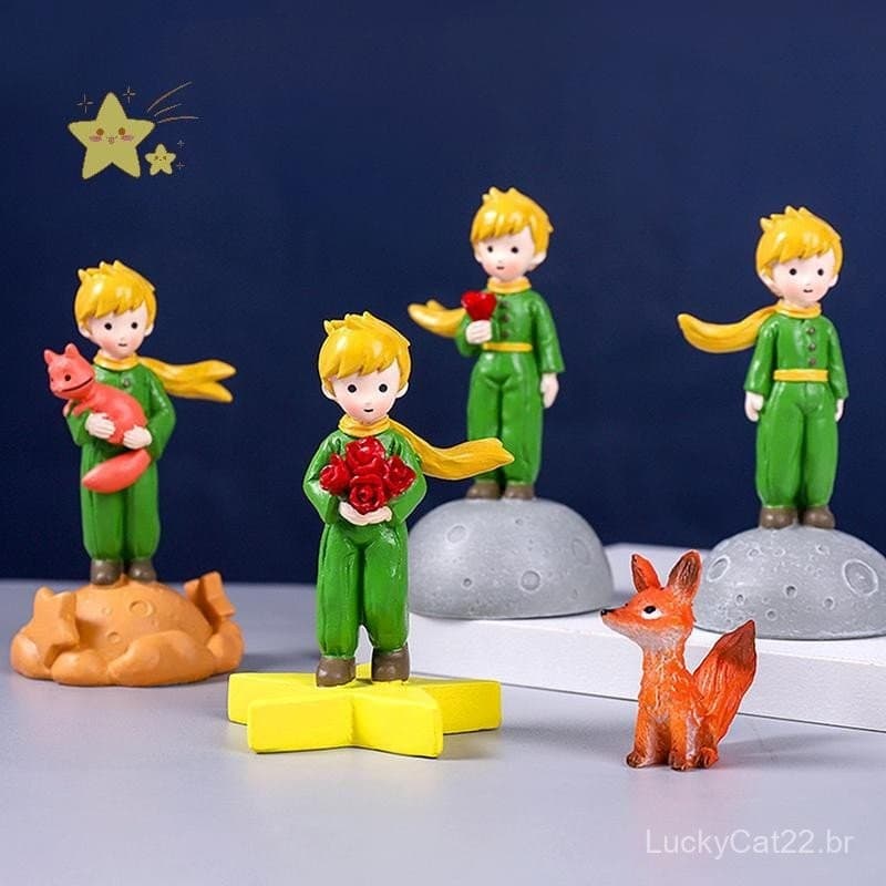 Estatueta De Pequeno Príncipe Rosa Elegante Cura Fofa Raposa Figuras Miniaturas Ornamento De Mesa Decoração De Ca
