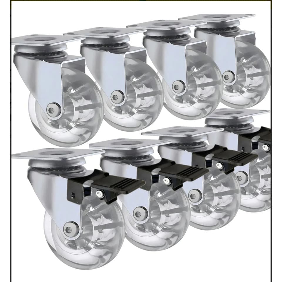 Kit 8 Rodinhas 50mm 400kg Silicone Gel 4 Com / 4 Sem Trava