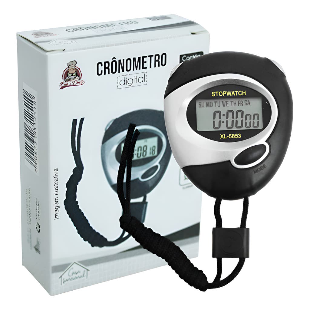 Cronometro Digital Com Alarme Relógio Calendário E Bateria