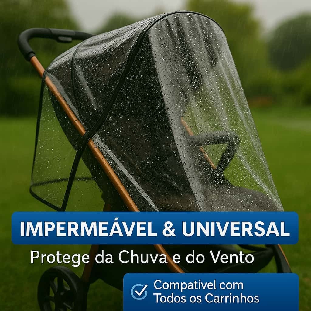 Capa de Chuva Universal p/ Carrinho de Bebê – Impermeável, Proteção Contra Vento e Poeira
