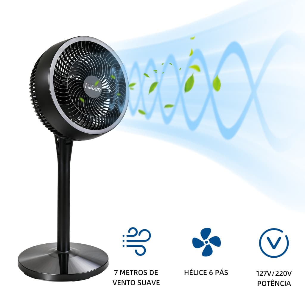 Ventilador de circulação de ar com três configurações de velocidade e ajuste de altura em três níveis, 60 Hz, 3pás