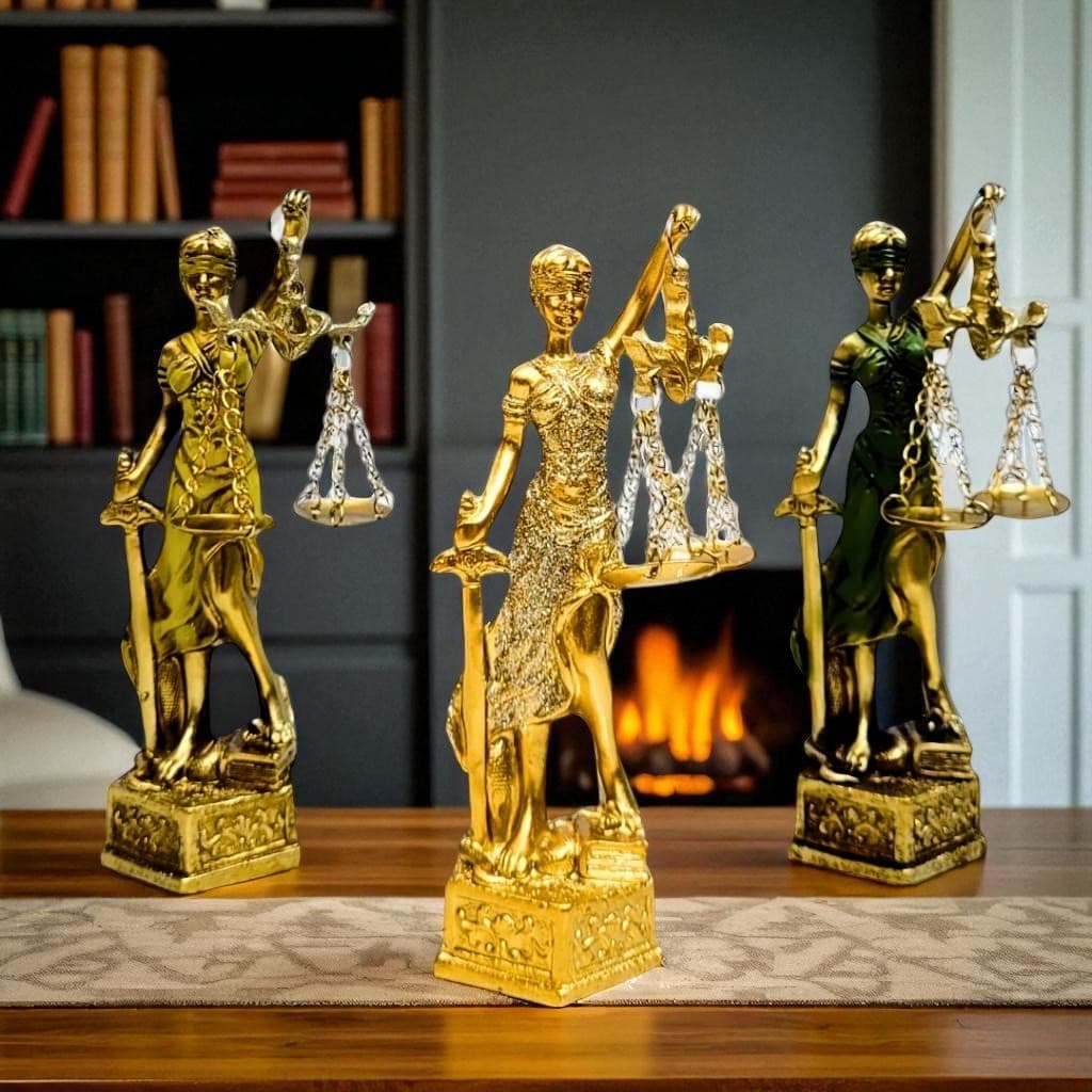 Estátua Deusa Da Justiça Themis Decorativa De Resina Escultura Dama Do Direito Pequena 14x7cm