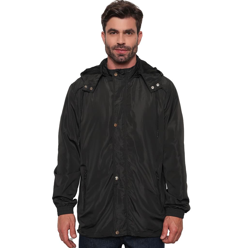 Corta Vento Masculino Impermeável Ultra Leve Treino Academia Premium Forrada Zíper Capuz Removível