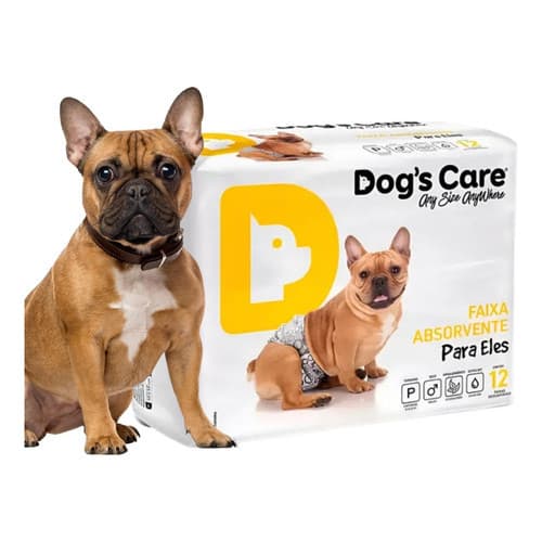 Fralda Higiênica Cachorro Macho 12 Un Descartável P M GG Para Cio Passeios Viagens Dogs Care Cães Pet