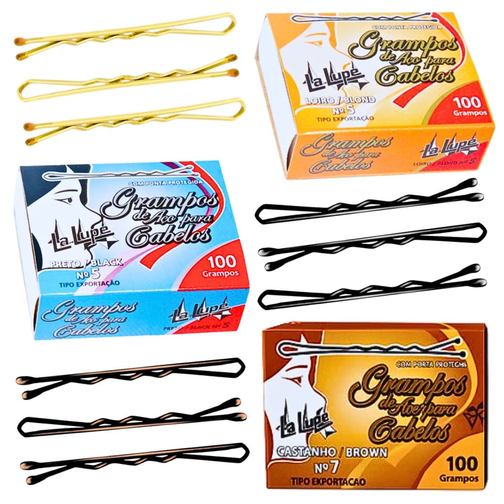 Kit 100 Grampos De Cabelo Nº 5 Loiro Castanho Preto La Lupe Penteados