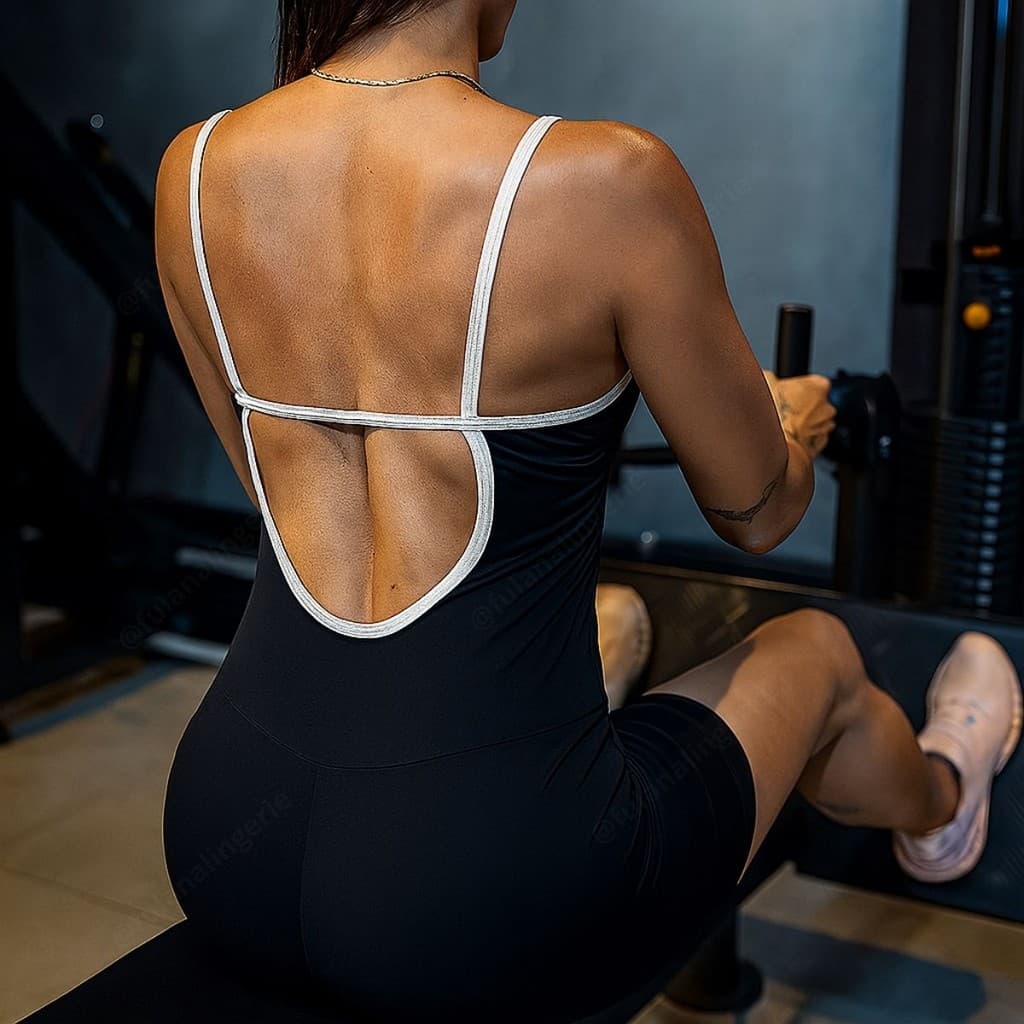 Macaquinho Básico Feminino Fitness Academia Costas Abertas em Microfibra - Virginia/Bru