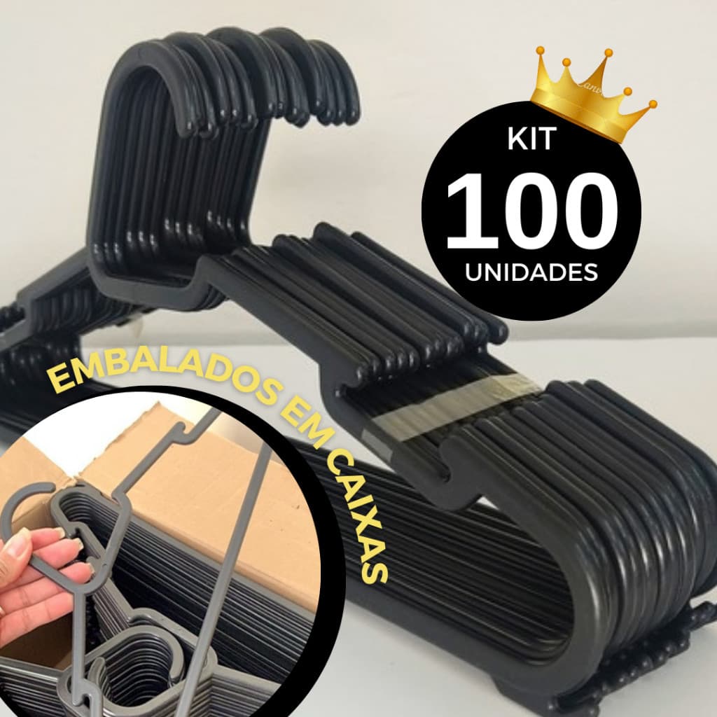 100 cabides reforçado para roupas cabide adulto preto 100 unidades cruzeta para roupa