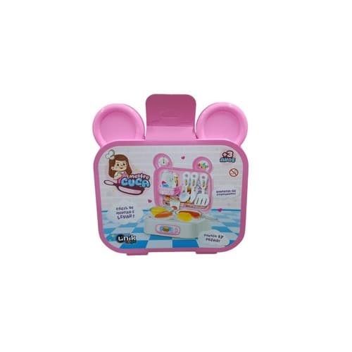 kit Maleta Cozinha Infantil 17 Peças Brinquedo Rosa Kit Gourmet Educativo menina 