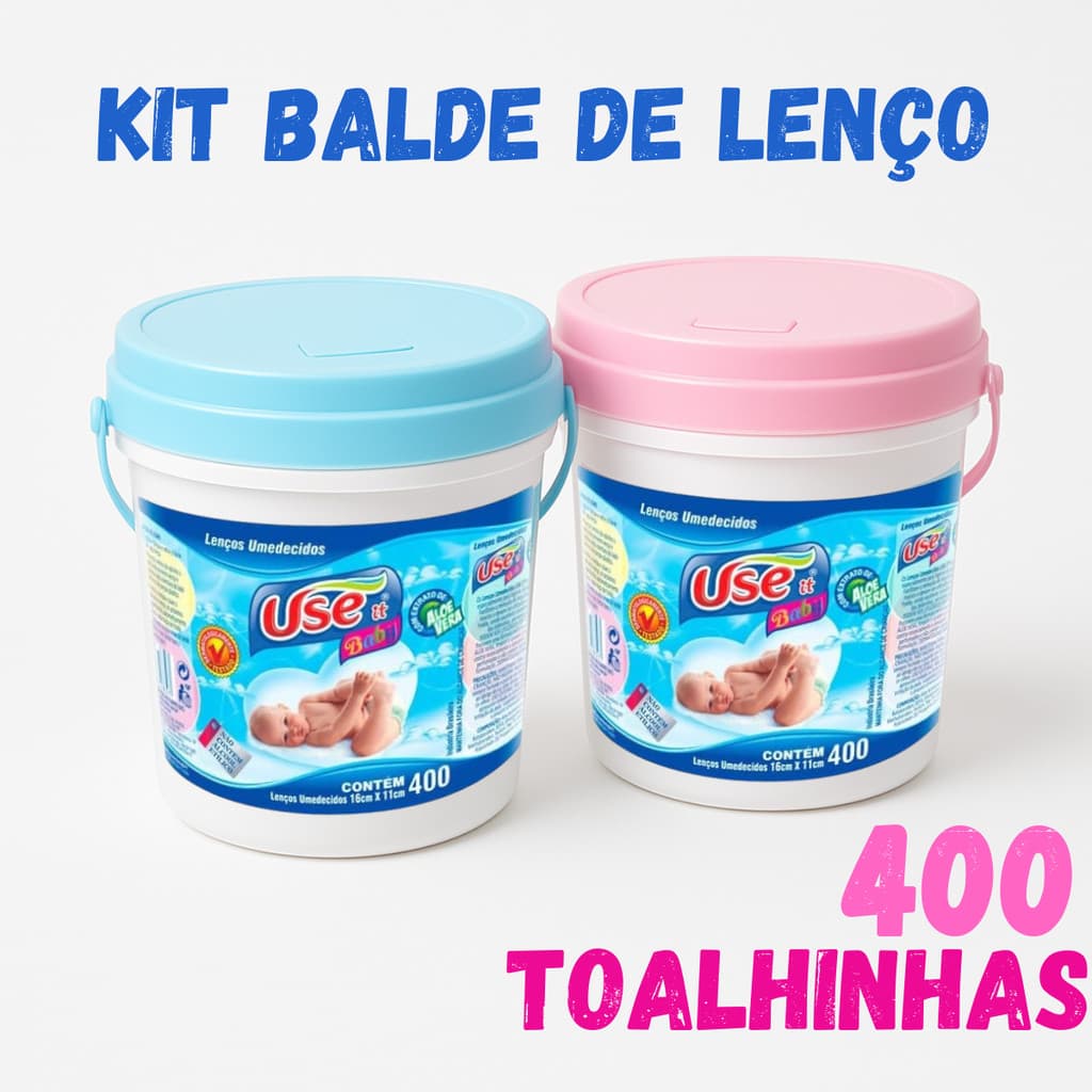 Kit 800 Lenços Umedecidos Baldinho Toalhas Bebe Recem Nascido Adulto Mimo Pacote Lencinho Economico