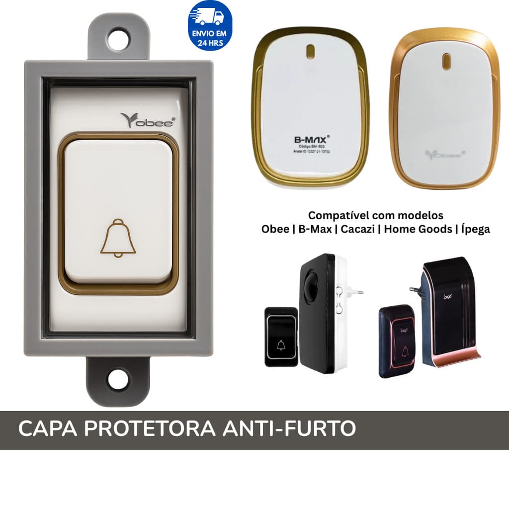 Suporte Protetor Anti-Furto p/ Campainha – Compatível Obee, B-Max, Cacazi, Home Goods e Ípega