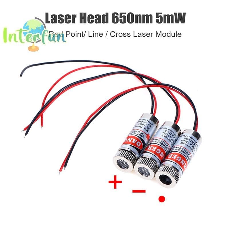 [InterfunB] 650nm 5mW Ponto Vermelho/Linha/Módulo Laser Tubo 3v-5v Pontilhado Usado Para Ponteiros De Luz Vermelha [Novo