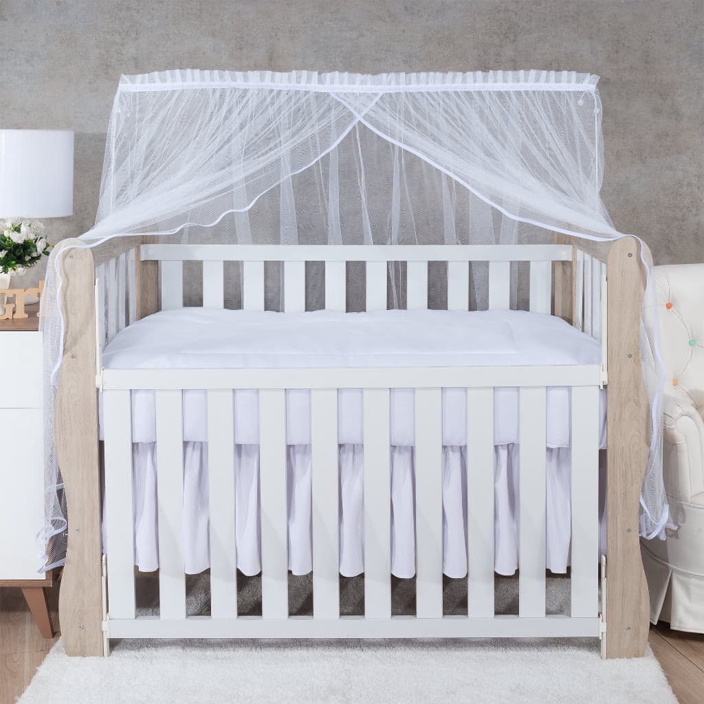 MOSQUITEIRO PARA BERÇO AMERICANO TULE BRANCO COM VIES DE VÁRIAS CORES ESCOLHA SUA COR - DELICADO