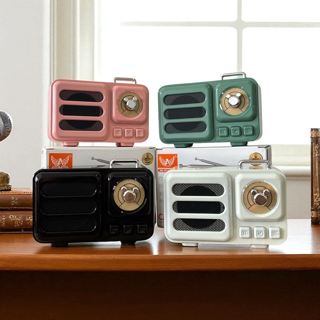 Mini Radio Caixa de som Portatil Bluetooth Stereo 360º Som Alto Potente Design Retro Otimo Presente