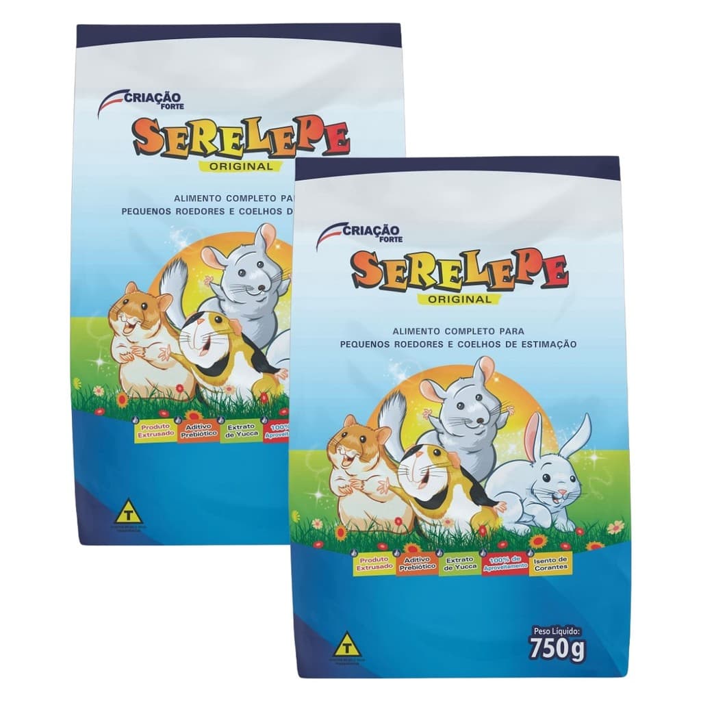Ração Serelepe Roedores e Coelhos 750 GR KIT COM 2