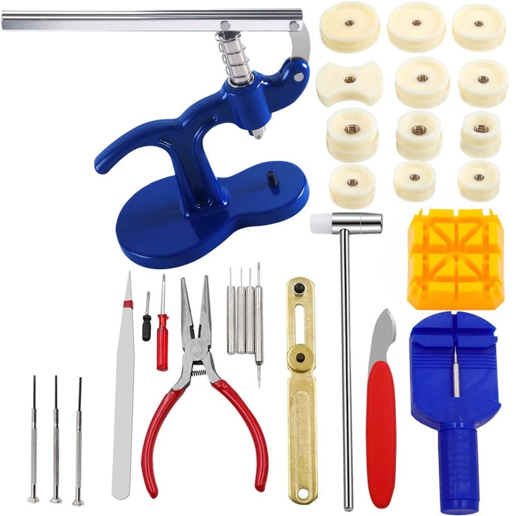 Kit Completo de Manutenção de Relógios – Prensa, Jogo de Chaves Completo