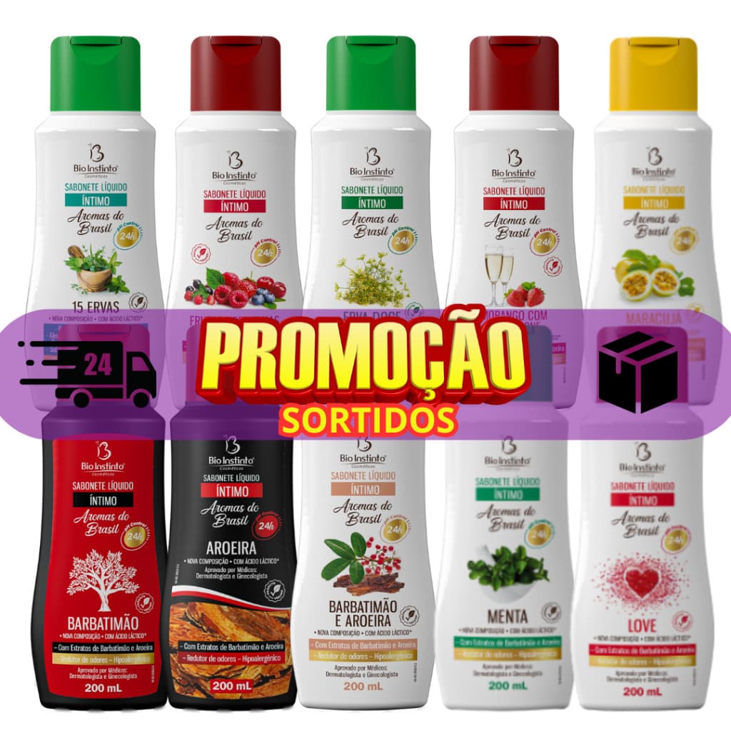 Kit Sabonete intimos Aromas Atacado na Promoção para Revenda Sortidos 200ml