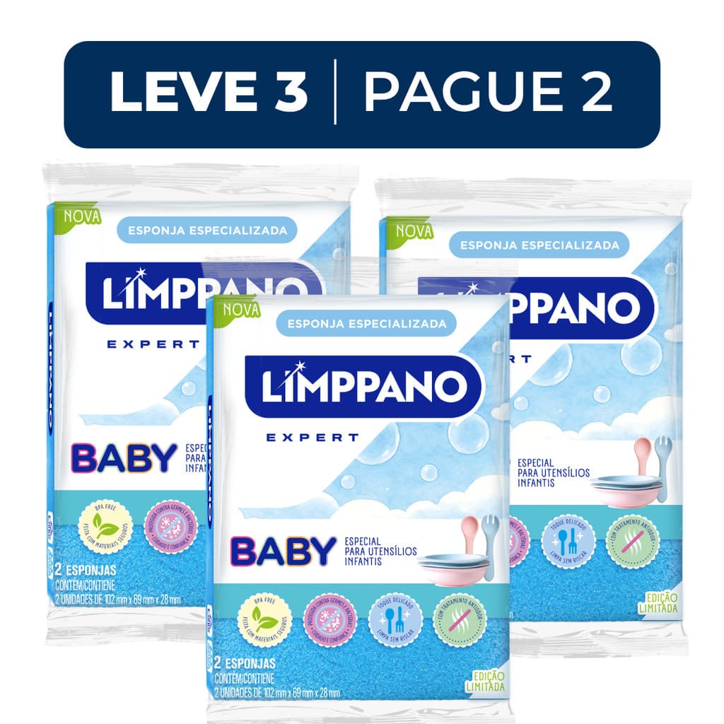 Esponja de Limpeza Baby Limppano - Leve 3 Pague 2