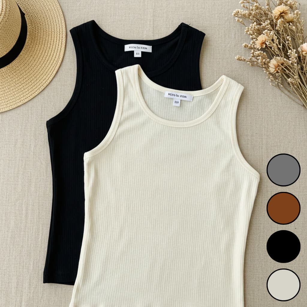 Kit com 2 Blusa Regata Feminina Básica Versátil Canelada