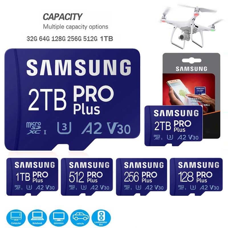 Cartão Micro TF SD 128GB 256GB De Memória Class10 U3 512GB 1TB 2TB Mini De Alta Velocidade Para Câmera De Telefone Carro