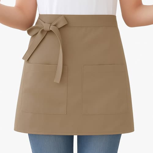 Avental Brim Cintura Curto 2 Bolsos Algodão Chef Atendimento Liso