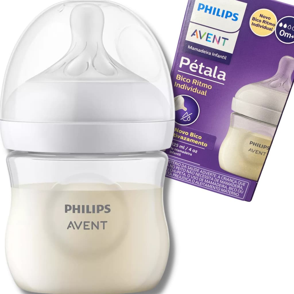 Mamadeira Pétala 3.0 125ml Transparente Avent Branco