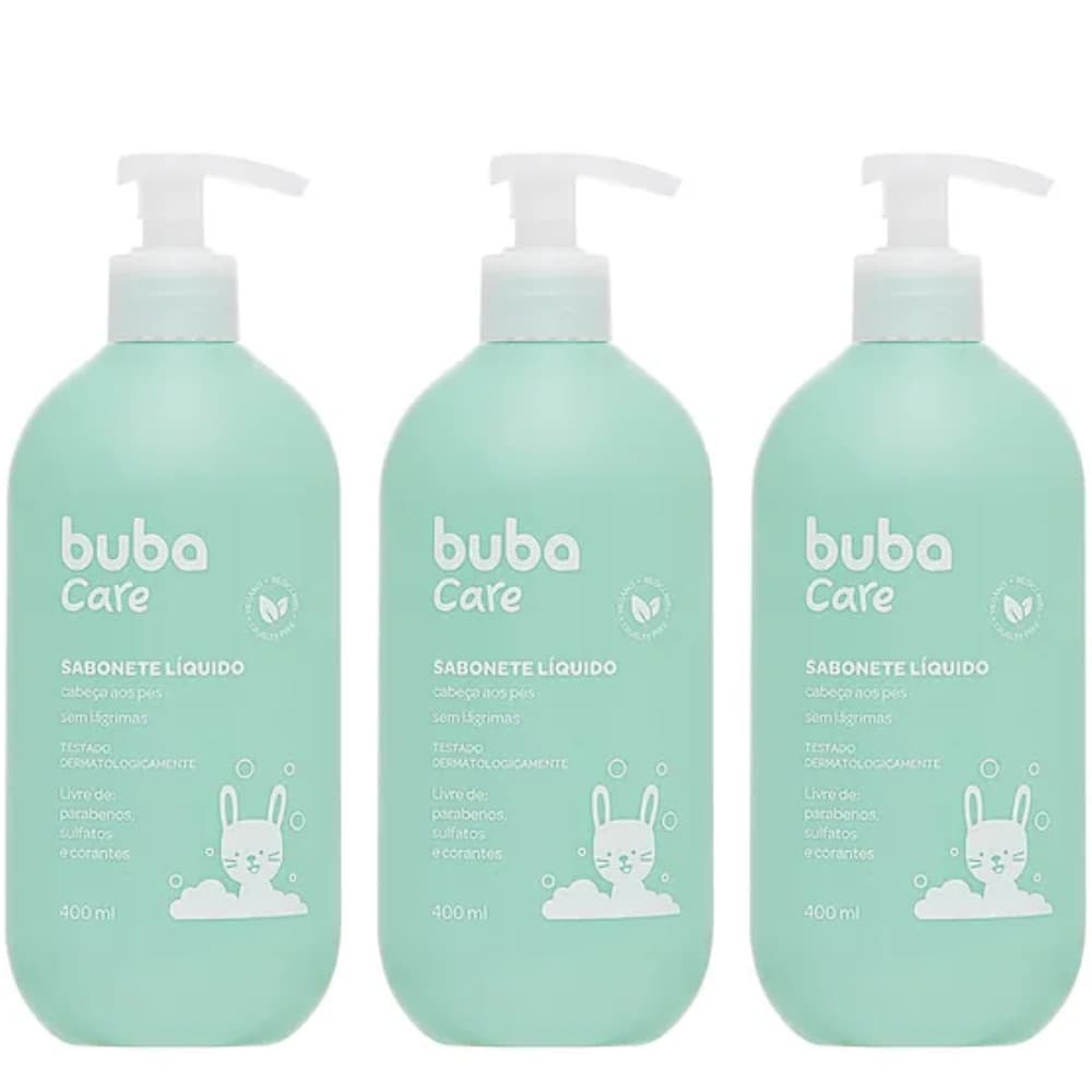 KIT C/ 3UN SABONETE LIQUIDO INFANTIL - 400ML BUBA CARE