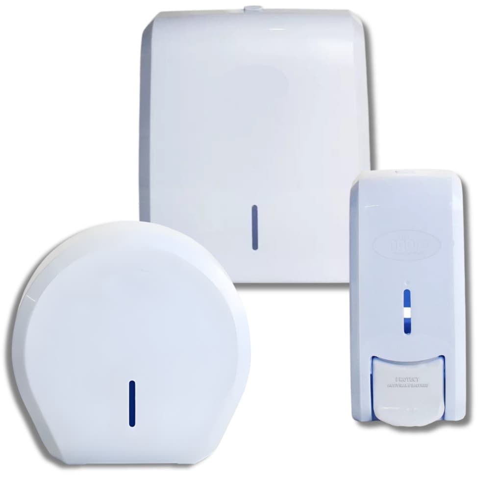 Kit Suporte Dispenser Papel Toalha Interfolhas Rolão Papel Higienico Sabonete / Alcool Em Gel