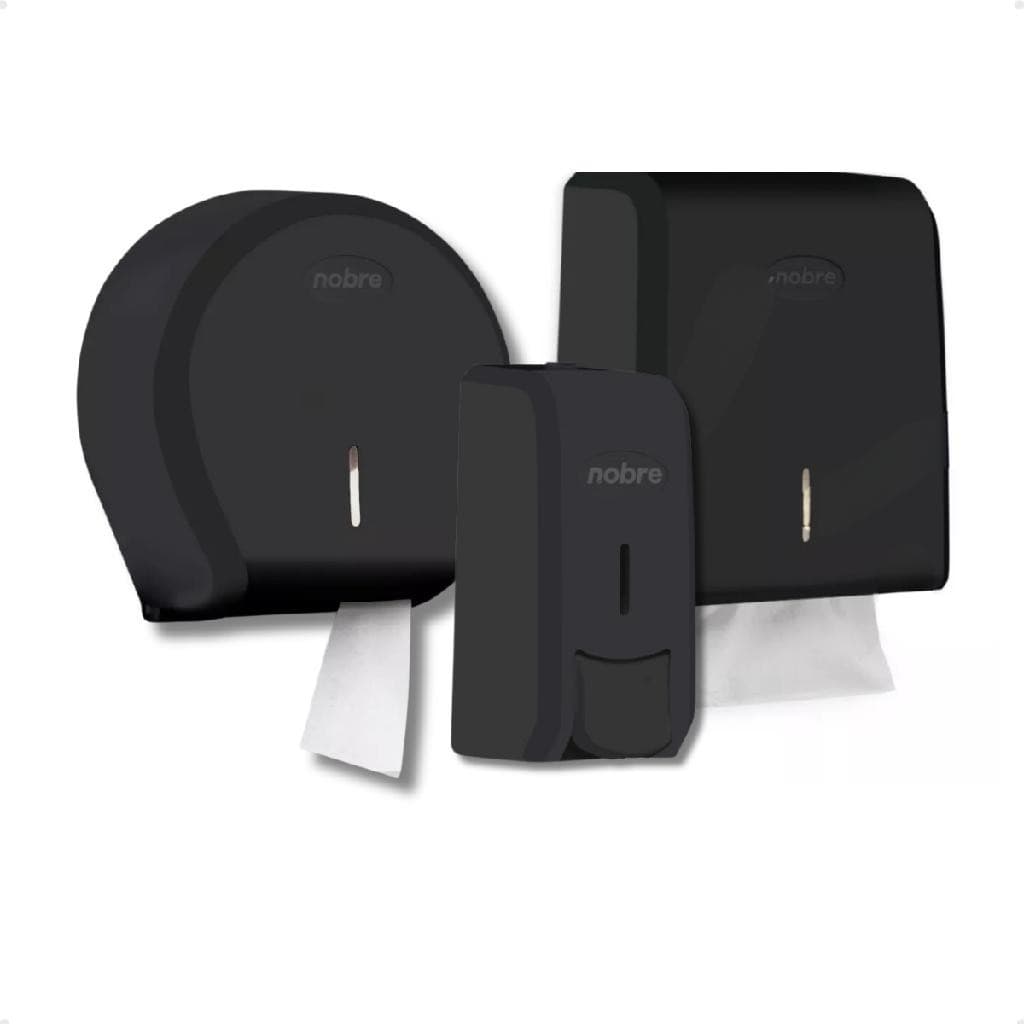 Kit Suporte Papel Toalha Saboneteira Papel Higiênico Preto