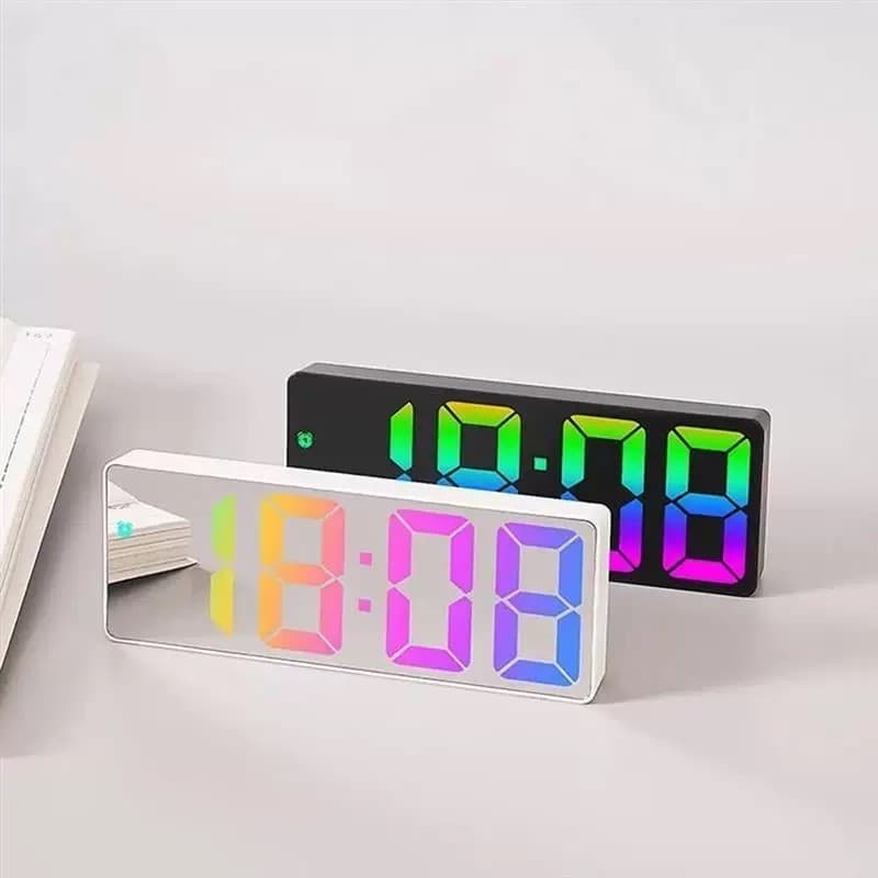 Relógio Despertador Alarme LED Digital RGB Relógio De Mesa Alarme Data Temperatura Pilha AAA