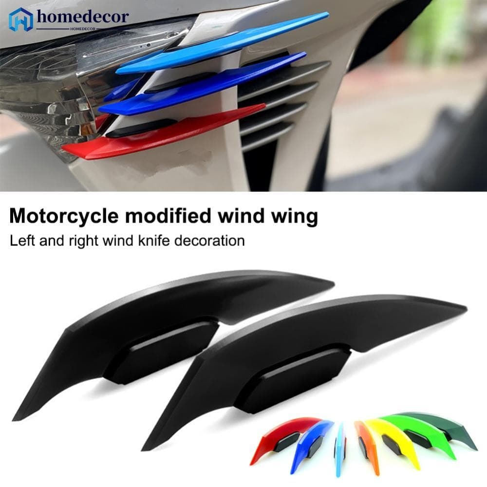 HOMEDECOR 2 Peças Universal Motocicleta Winglet Aerodinâmico Spoiler Asa Com Adesivo De Decoração N1R8