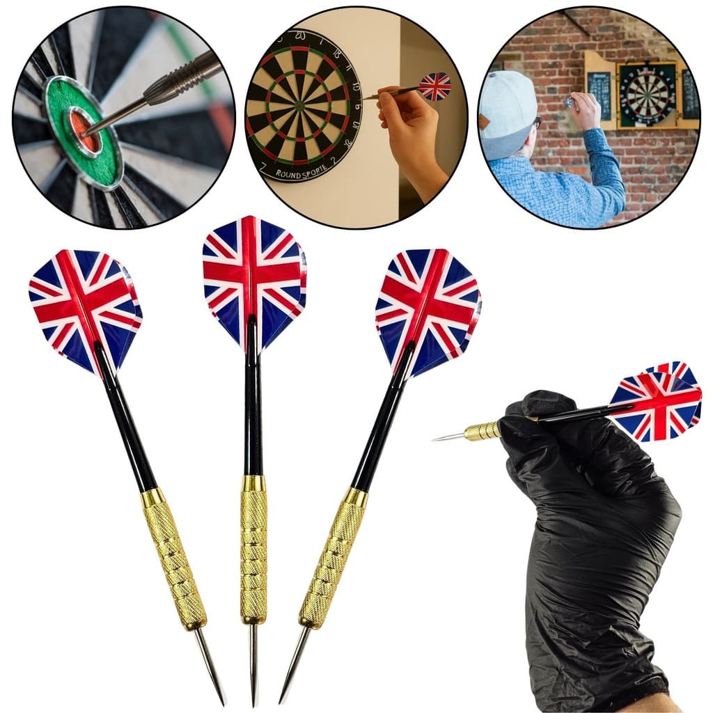 3 Dardos Brasil ou EUA ou Reino Unido Ponta de Aço Inox