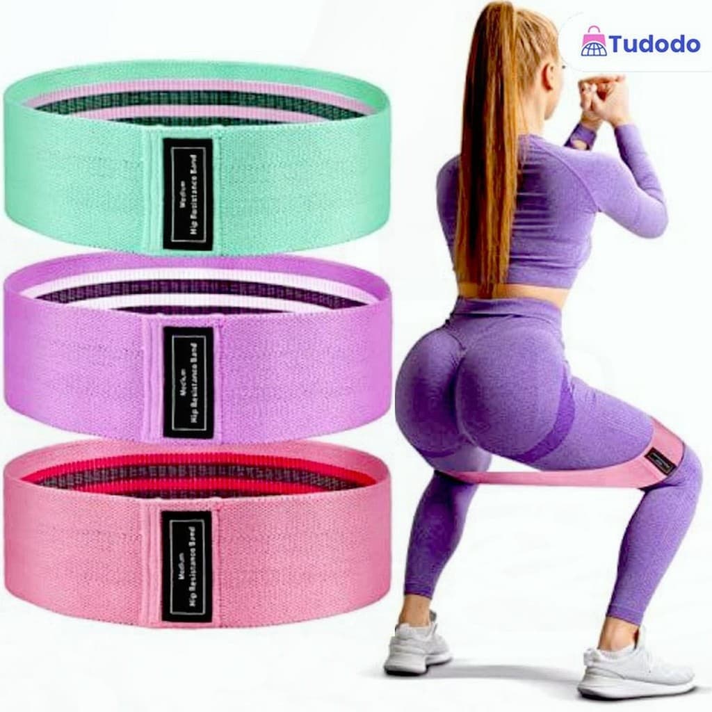Conjunto de 3 Bandas de Resistência — Faixas Elásticas para Alongamento, Ioga, Glúteos e Força