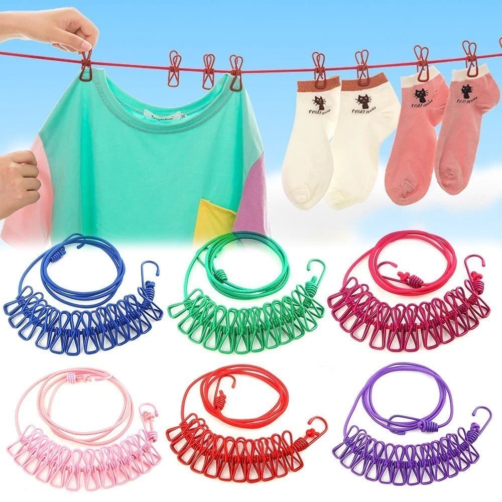 Linha Varal De Roupa De Secagem Multifuncional De 180cm Com 12 Clipes